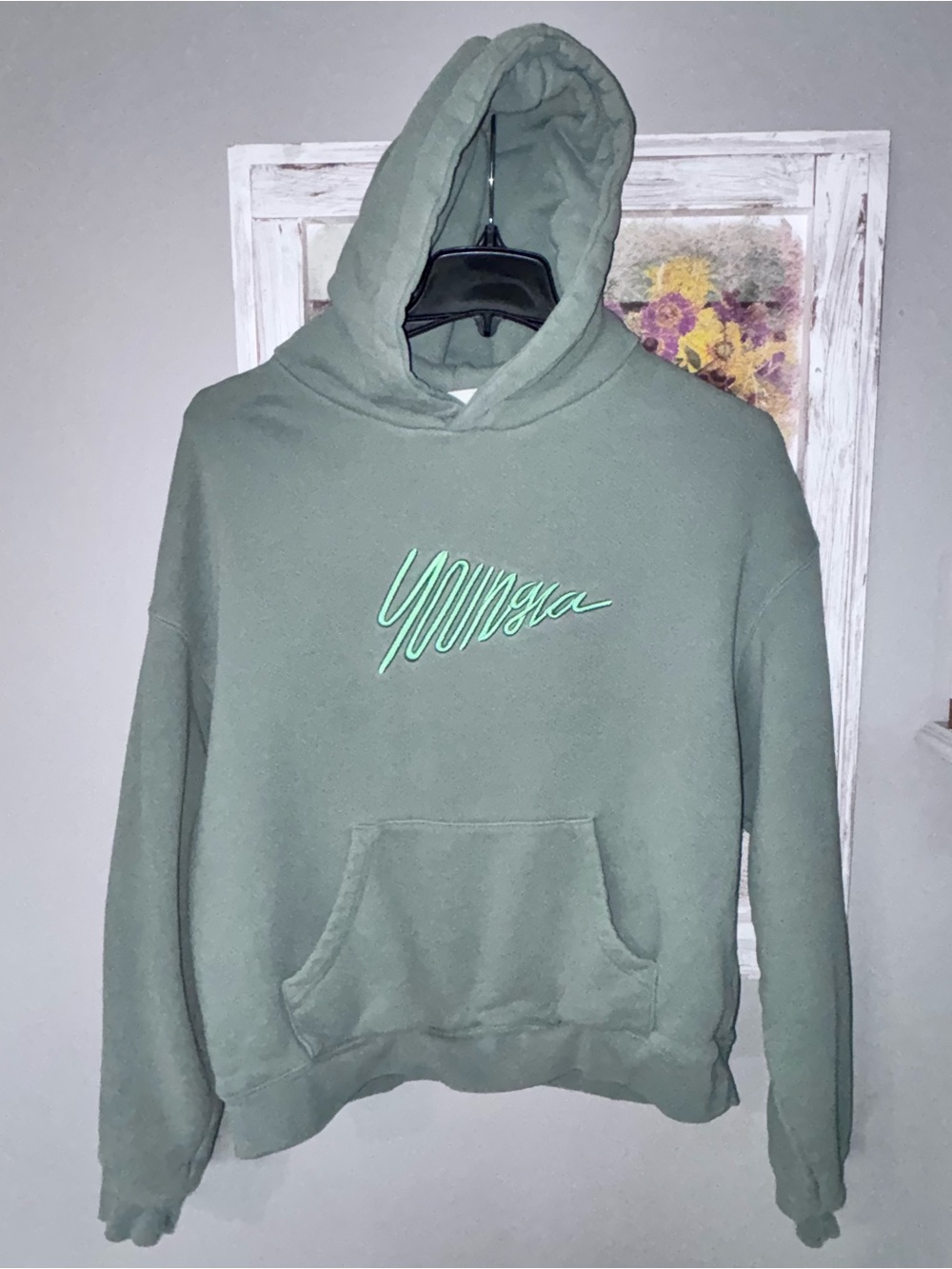 YoungLA Pullover Heavyweight Hoodie Workout Gym Sweatshirt Sage Green Medium